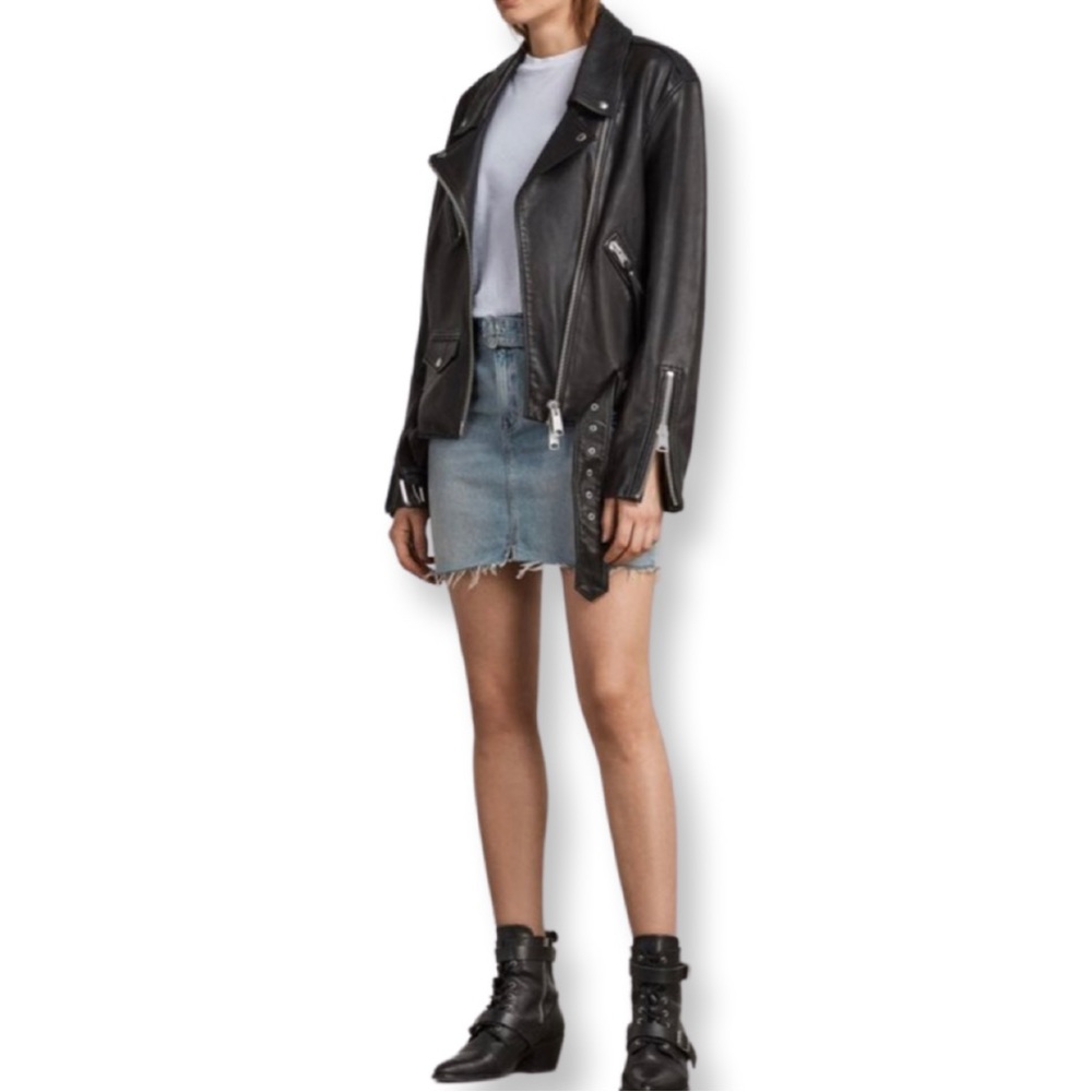 All Saints Black Leather Biker Jacket - Picture 4 of 9